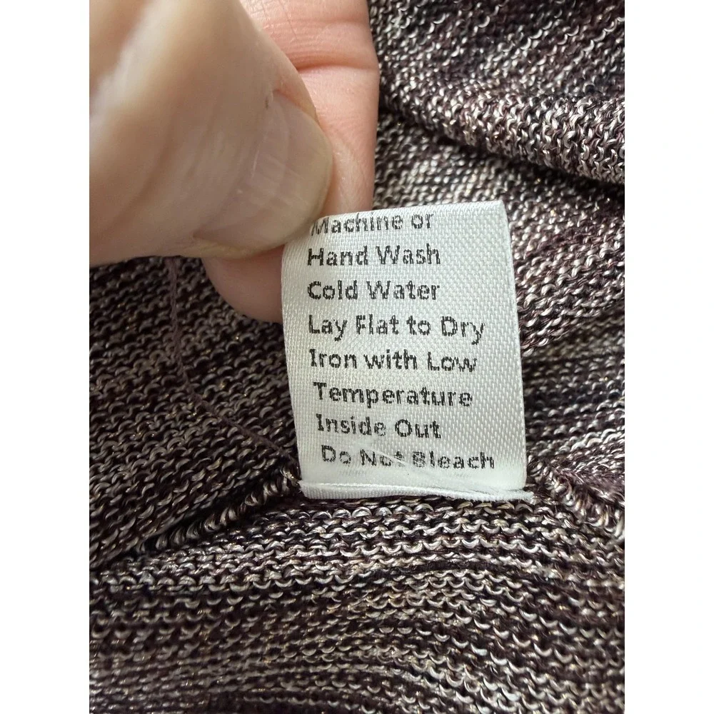 Misook Dress Womens Large Brown Striped Knit Pleated V Neck Long Sleeve Maxi - Picture 11 of 12